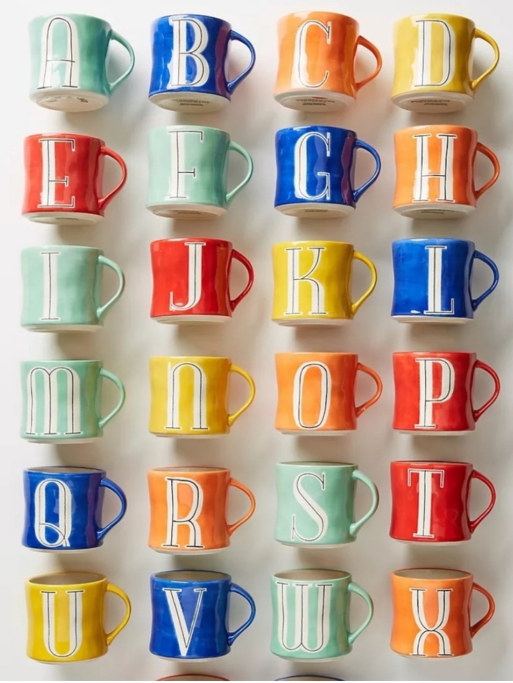 Anthropologie “C” COLORWAY MONOGRAM 14oz Mug Cup Orange White Alphabet Letter